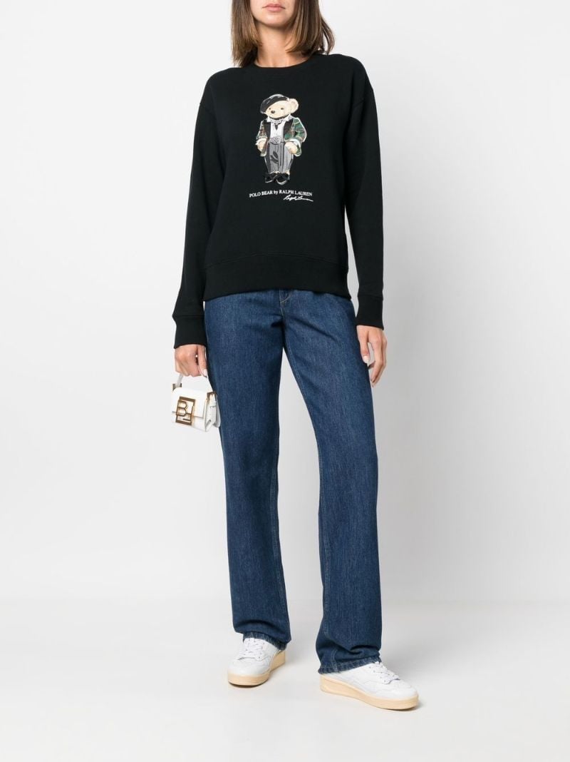 Black Polo Bear Print Sweatshirt