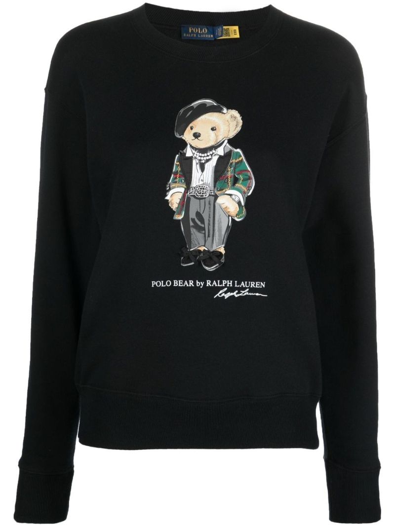 Black Polo Bear Print Sweatshirt
