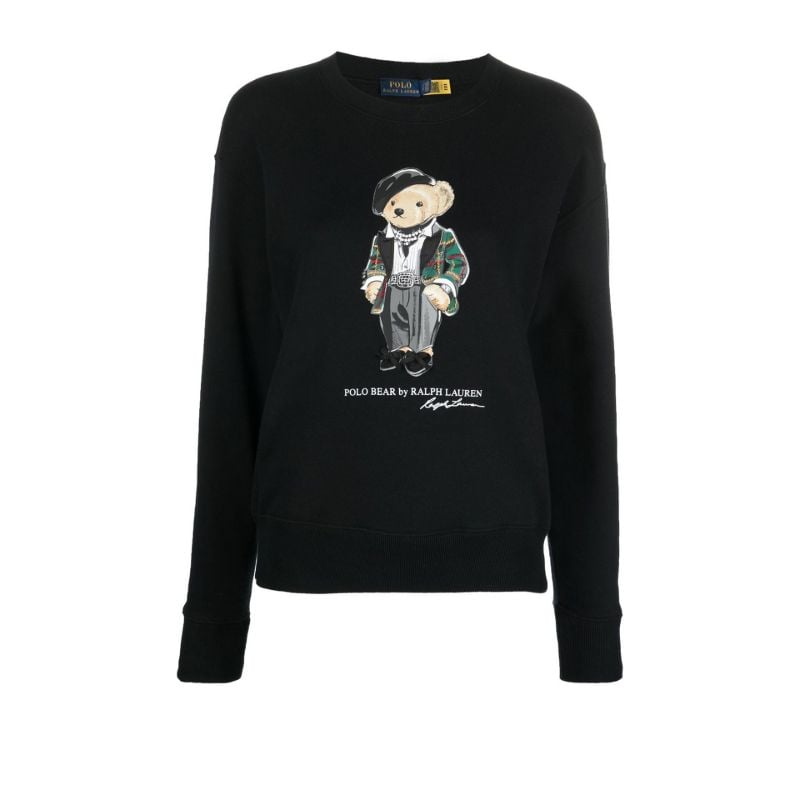 Black Polo Bear Print Sweatshirt