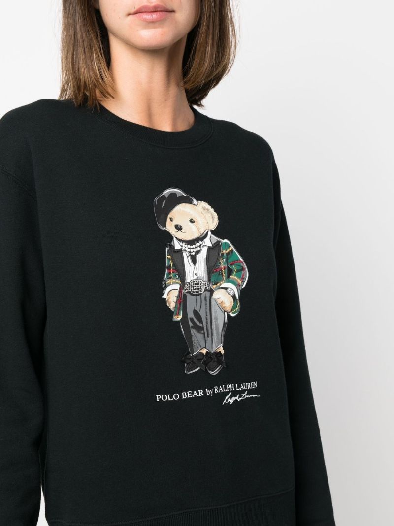Black Polo Bear Print Sweatshirt