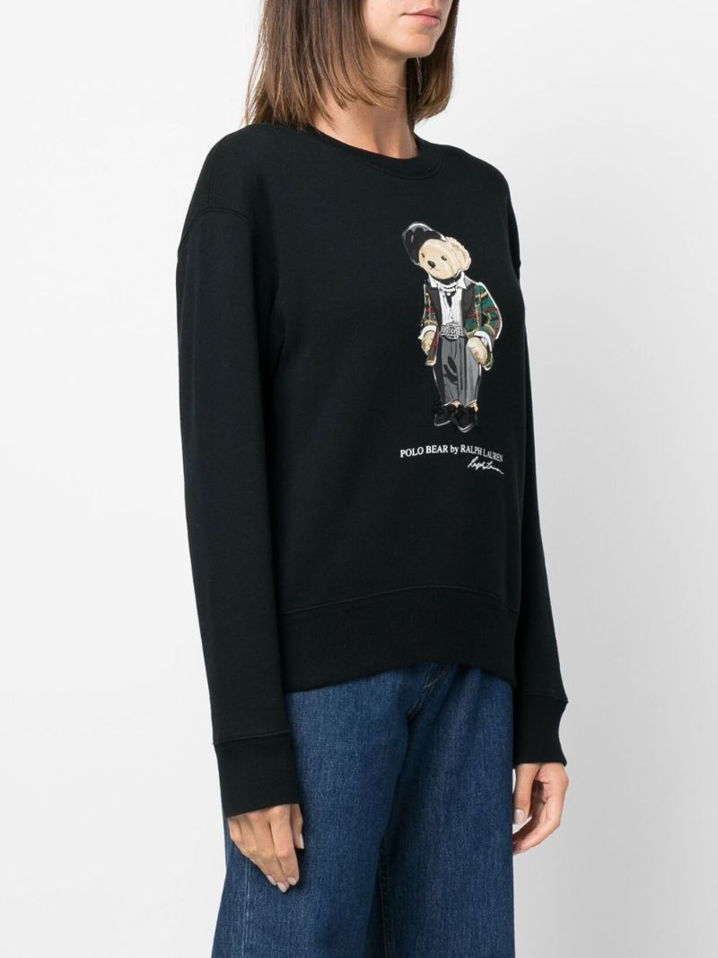 Black Polo Bear Print Sweatshirt