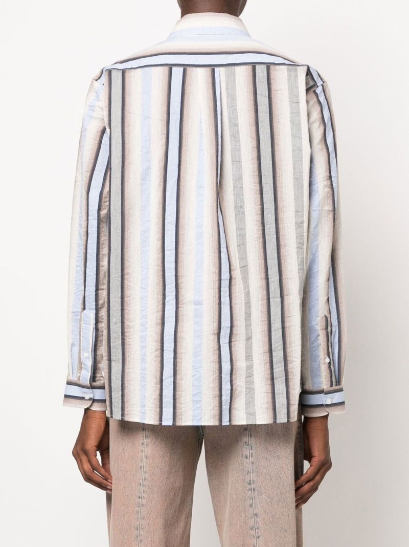 Grey Striped Wrap Shirt