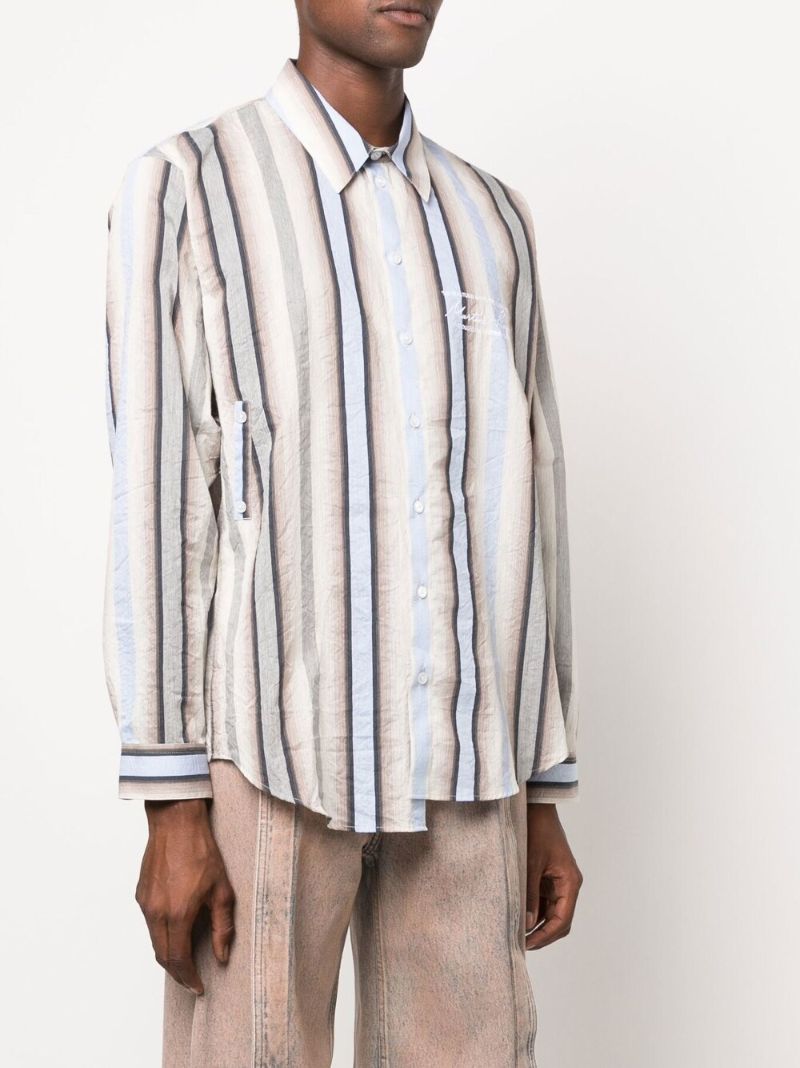 Grey Striped Wrap Shirt