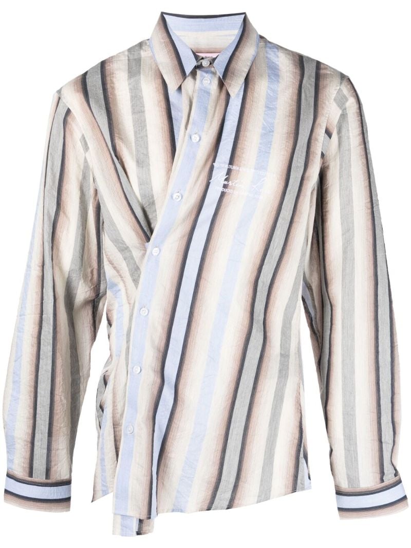 Grey Striped Wrap Shirt