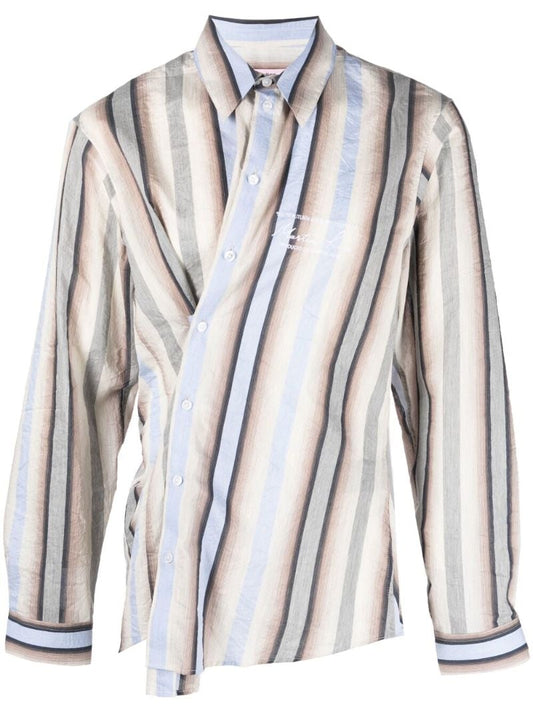 Grey Striped Wrap Shirt