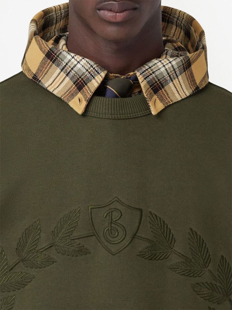 Green  Oak Leaf Crest Embroidered Sweatshirt