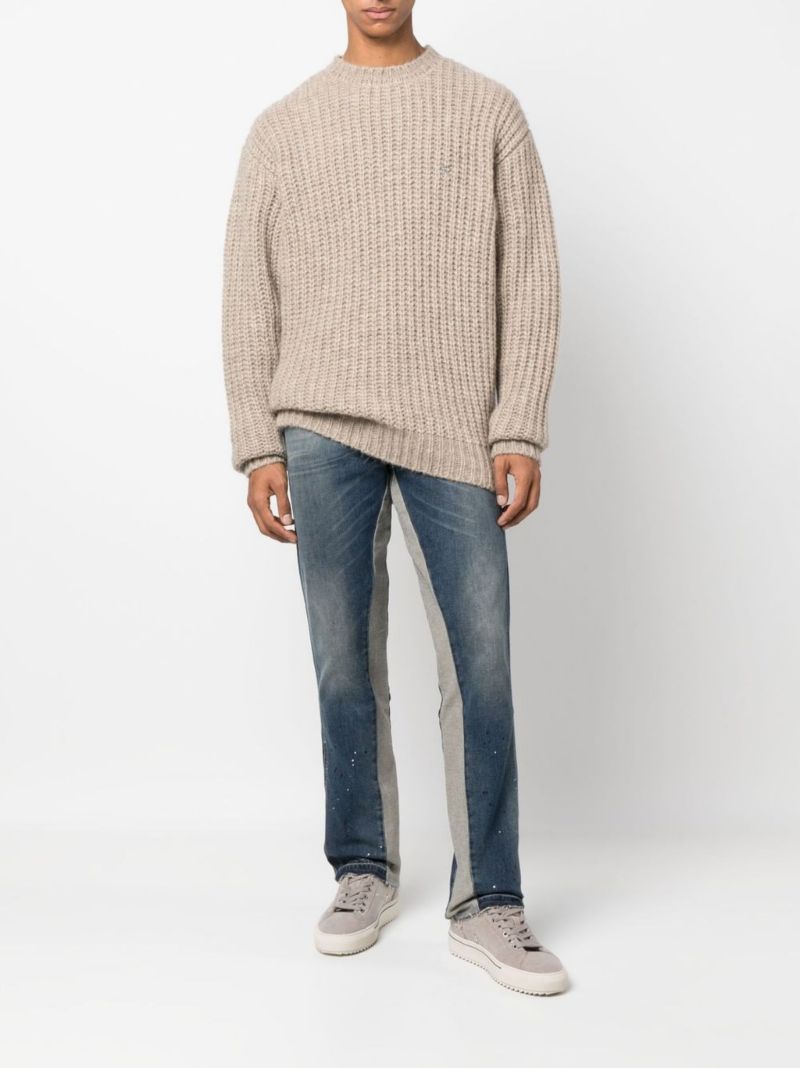 Blue Panelled Straight-leg Jeans