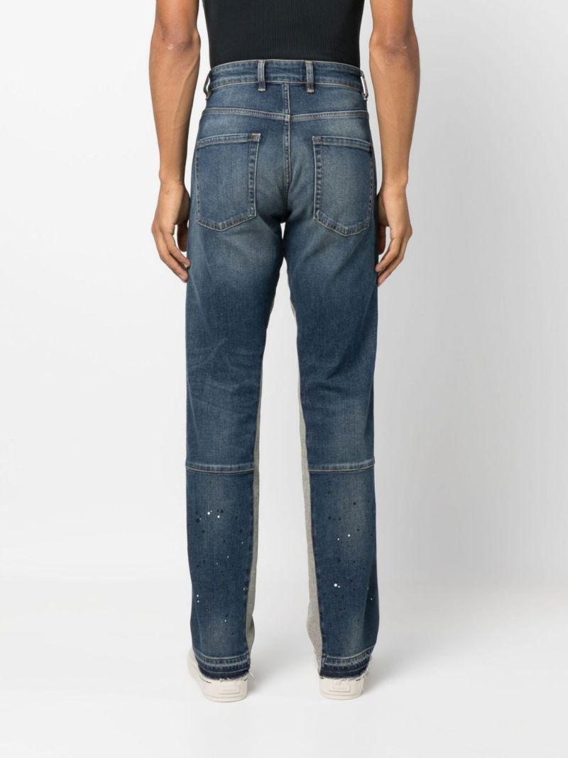 Blue Panelled Straight-leg Jeans