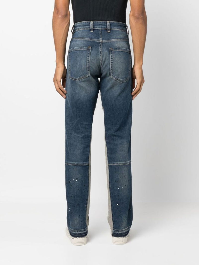 Blue Panelled Straight-leg Jeans