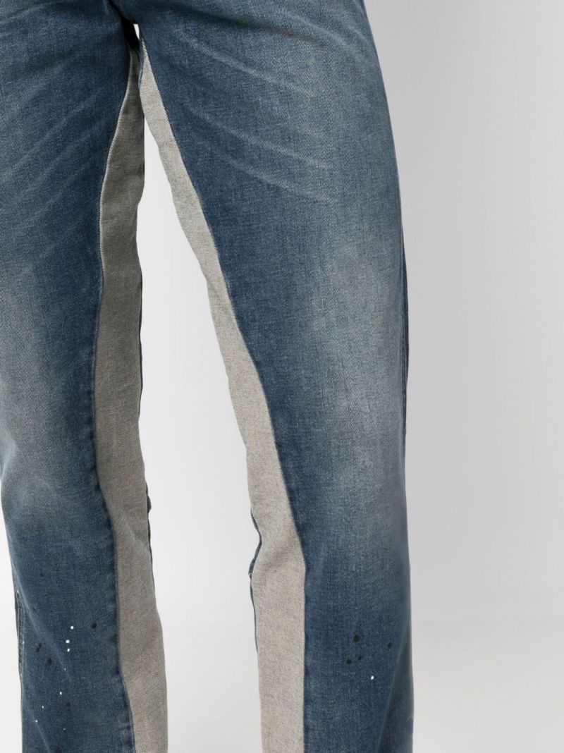 Blue Panelled Straight-leg Jeans