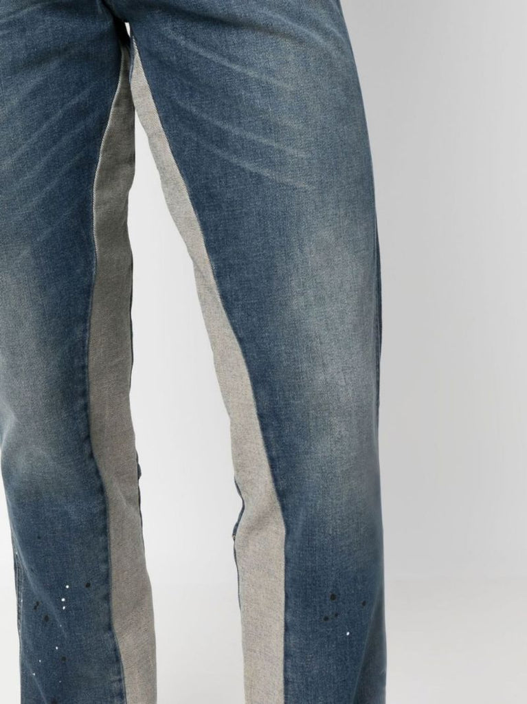 Blue Panelled Straight-leg Jeans