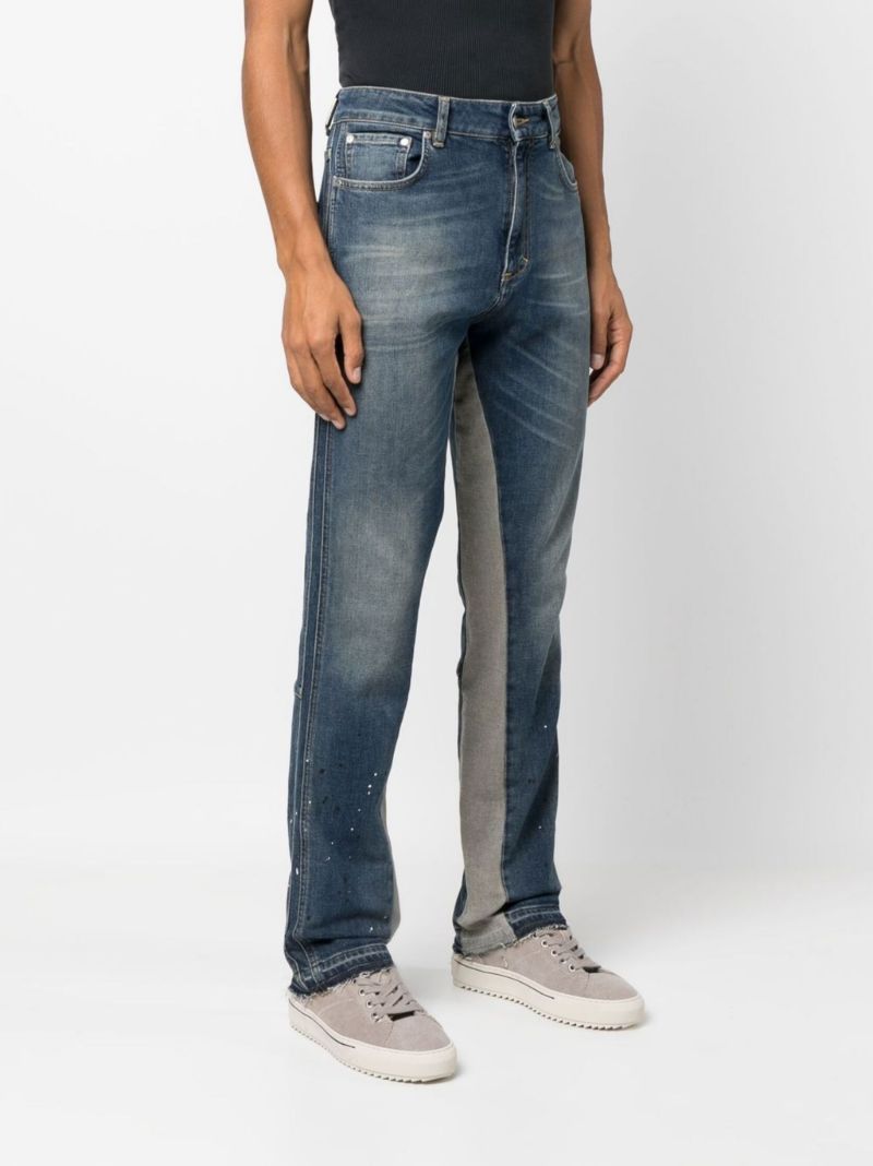 Blue Panelled Straight-leg Jeans