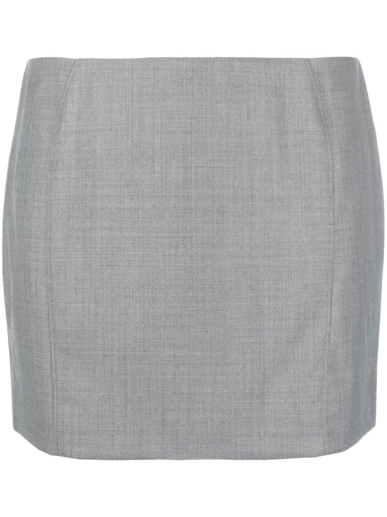 Grey Curve Seam Mini Skirt
