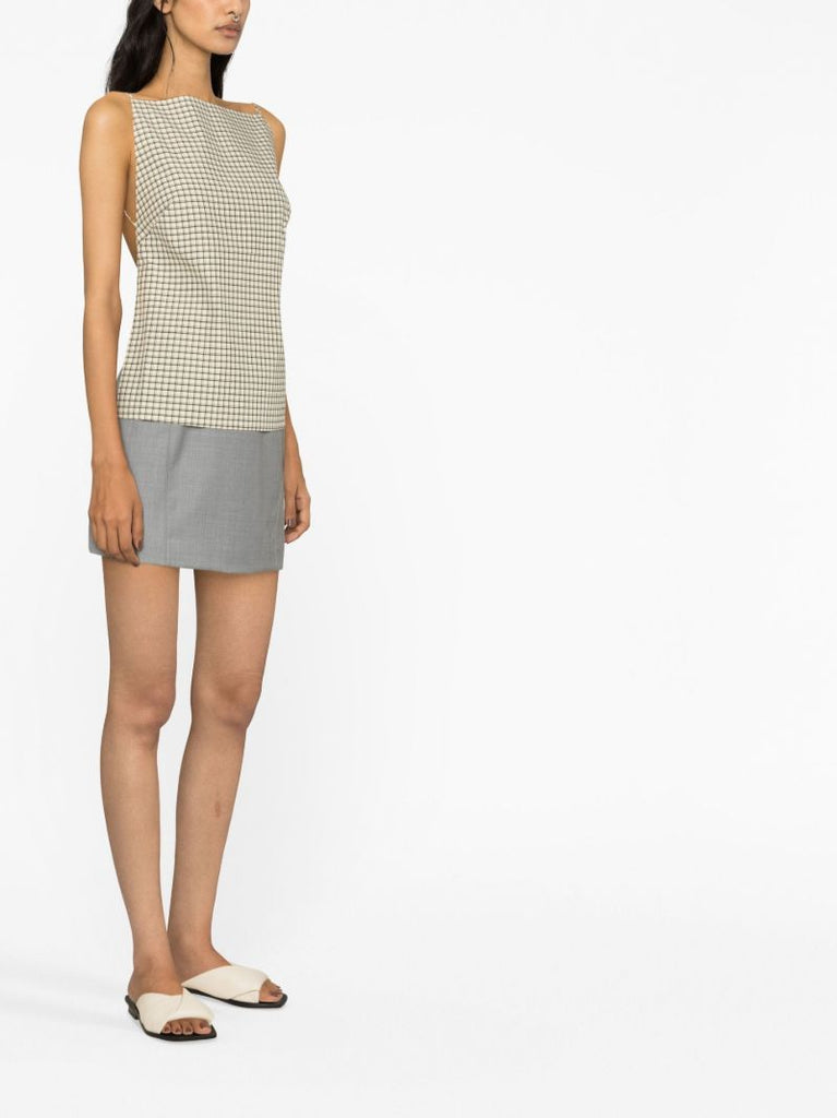 Grey Curve Seam Mini Skirt