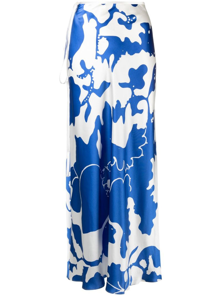 Blue Esme Abstract Print Slip Maxi Skirt