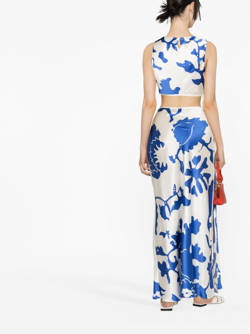 Blue Esme Abstract Print Slip Maxi Skirt