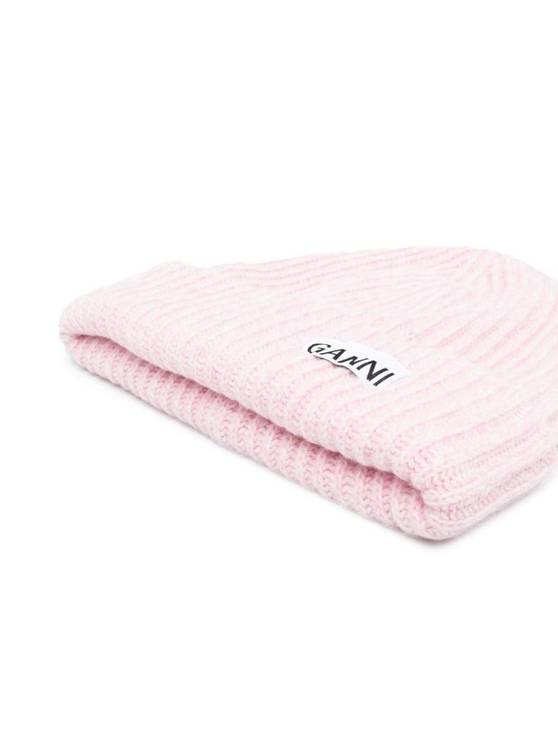 Pink Ribbed Knit Beanie Hat