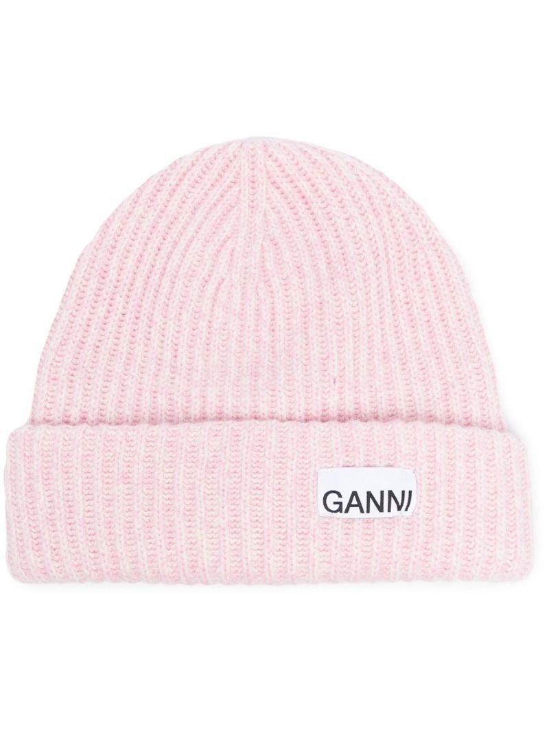 Pink Ribbed Knit Beanie Hat