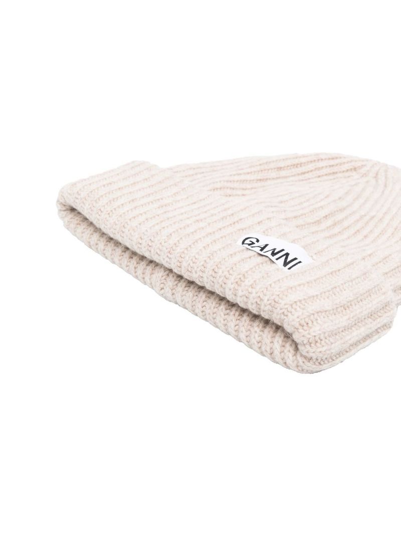 Neutral Ribbed Knit Beanie Hat