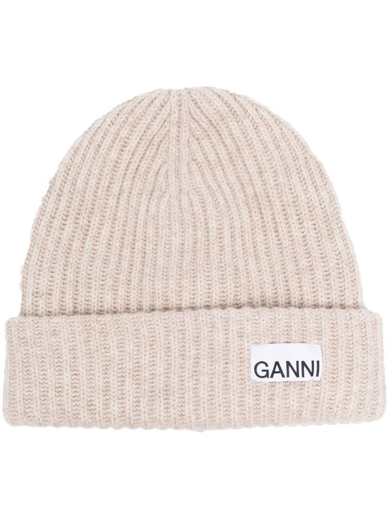 Neutral Ribbed Knit Beanie Hat