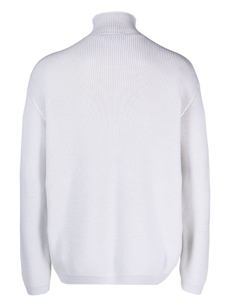 White Anorak Ribbed-knit Sweater