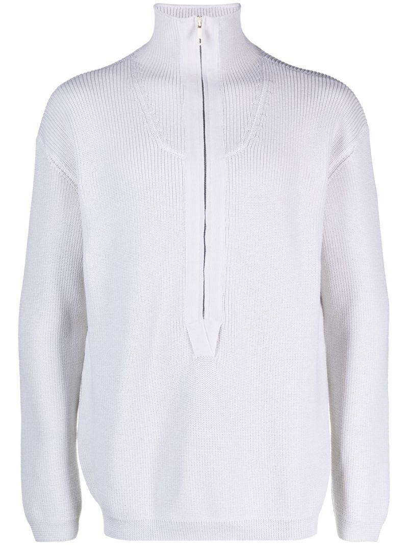White Anorak Ribbed-knit Sweater