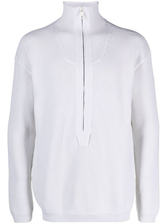 White Anorak Ribbed-knit Sweater