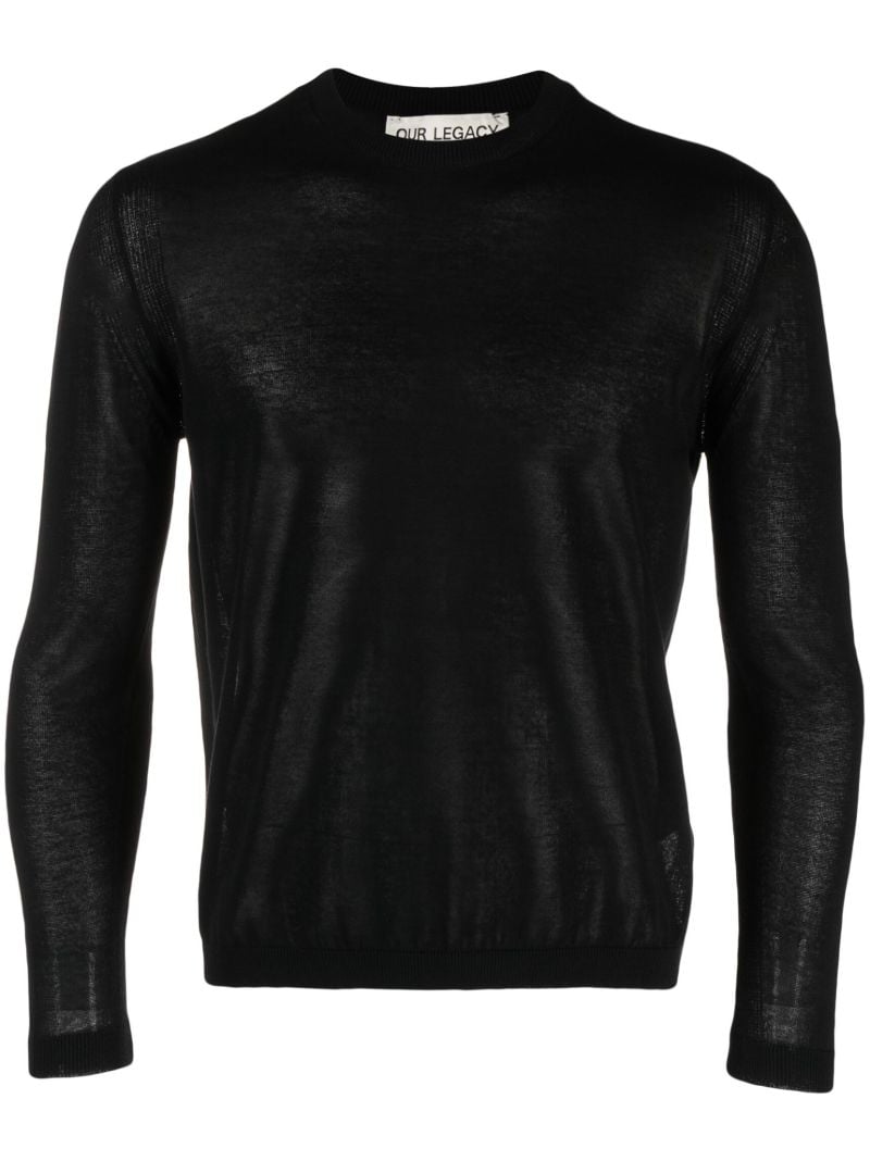 Black Popover Round-neck Sweater