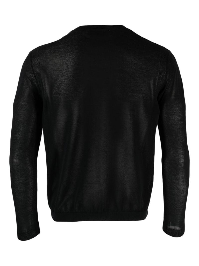 Black Popover Round-neck Sweater