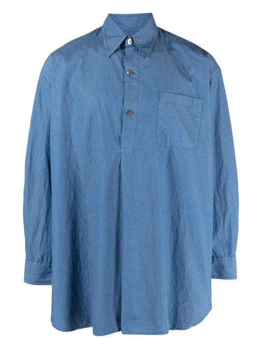 Blue Button Placket Long Sleeve Shirt