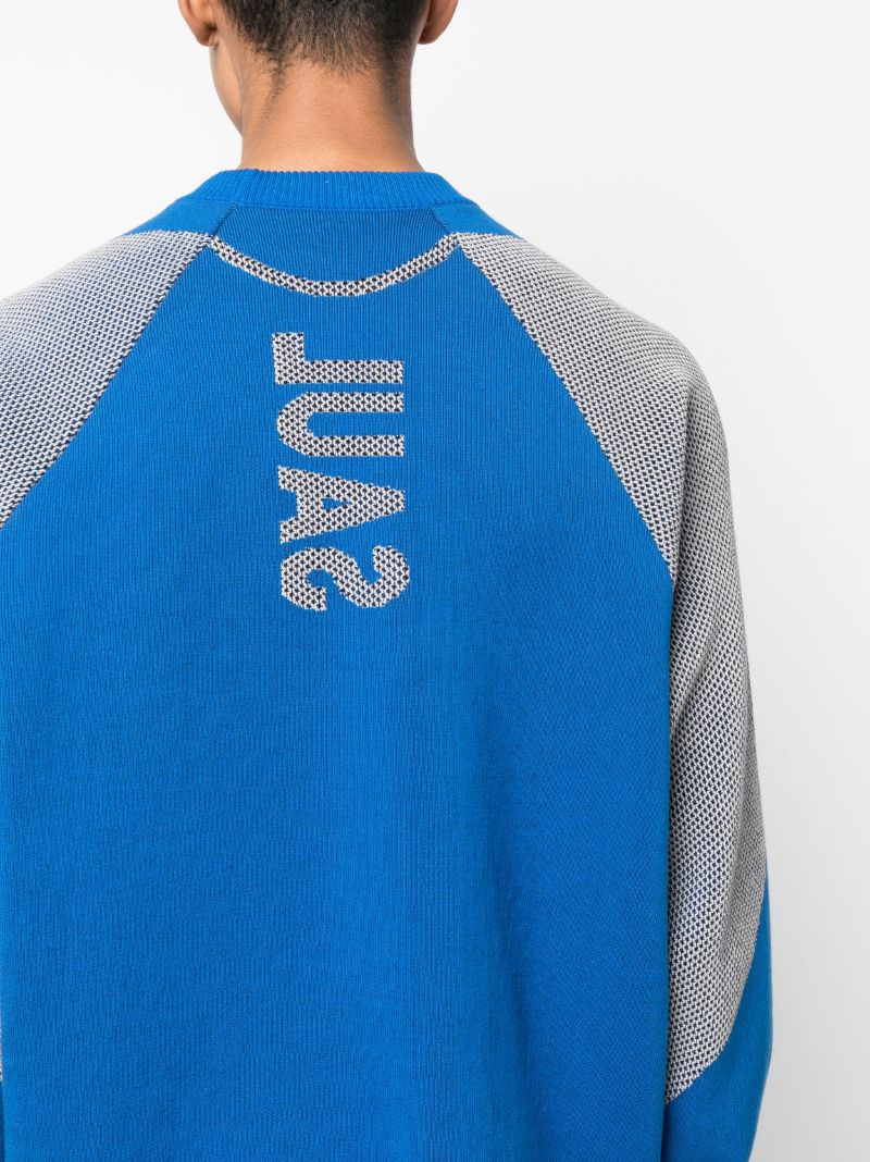 Blue Panelled Mesh Sweater