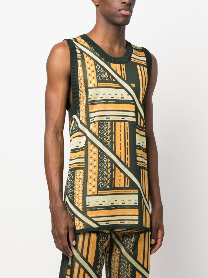 Green Graphic Print Vest Top