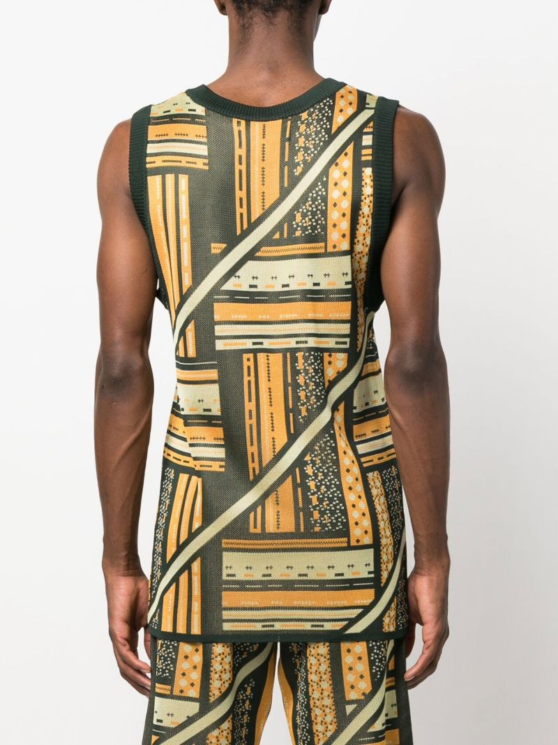 Green Graphic Print Vest Top