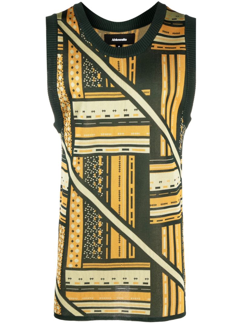 Green Graphic Print Vest Top