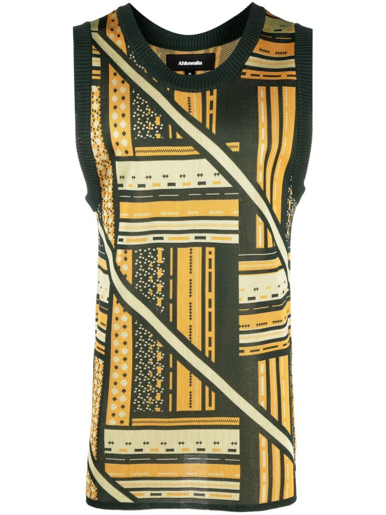 Green Graphic Print Vest Top