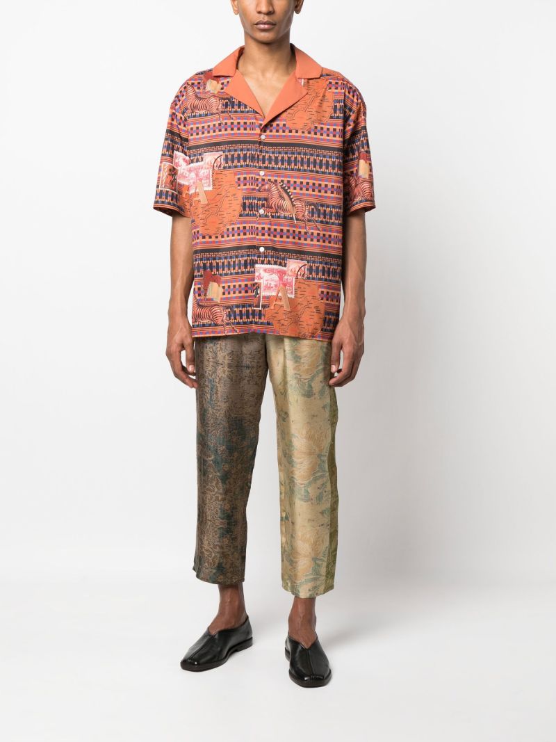Brown Graphic Print Short Sleeved Shirt