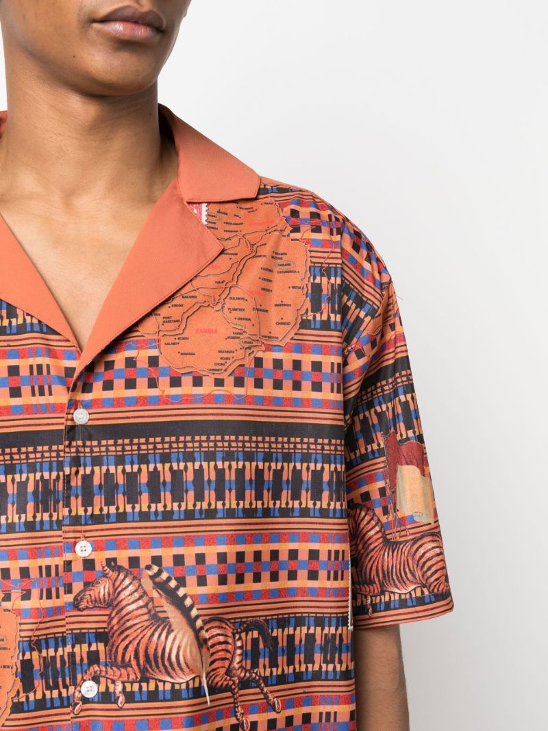 Brown Graphic Print Short Sleeved Shirt