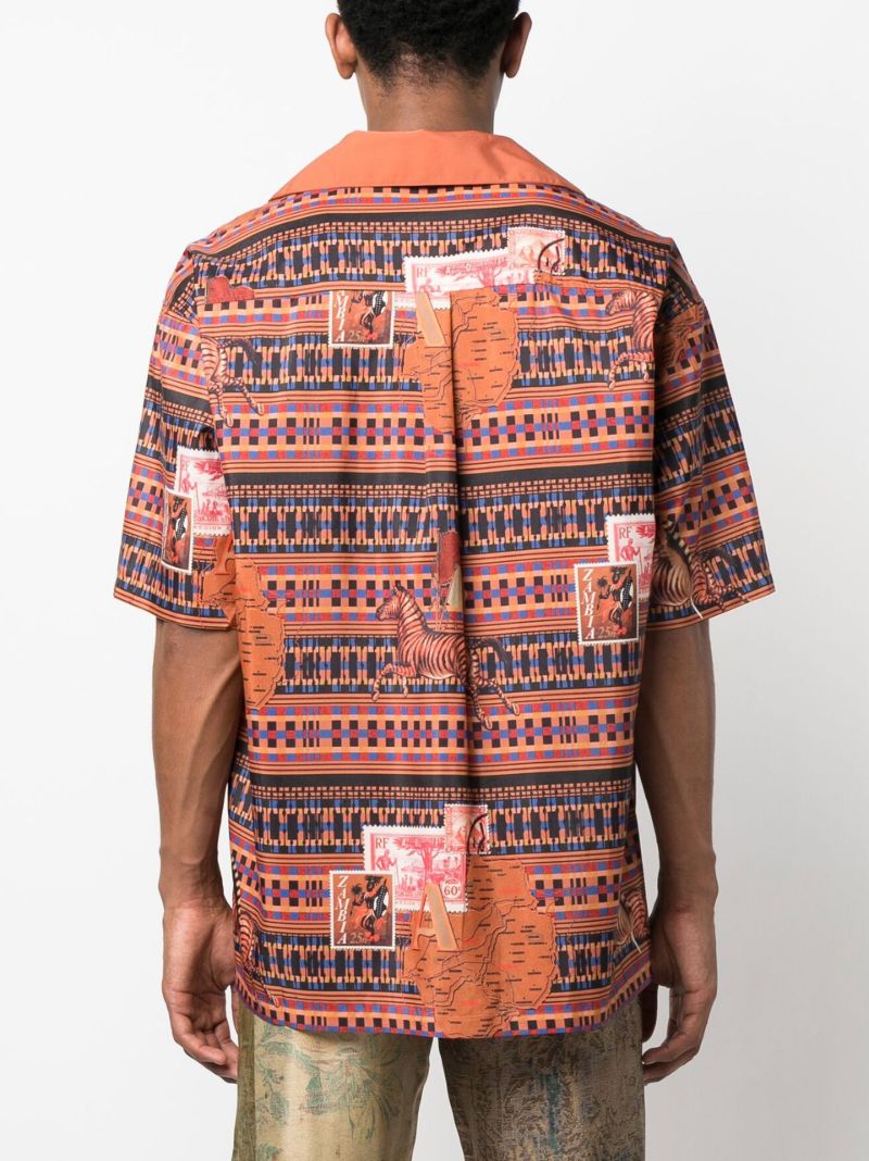 Brown Graphic Print Short Sleeved Shirt