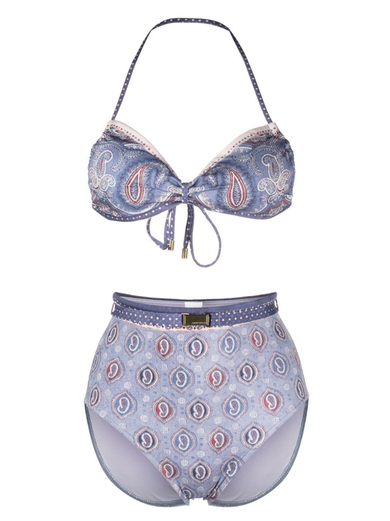 Blue Vitali Paisley Print Halterneck Bikini
