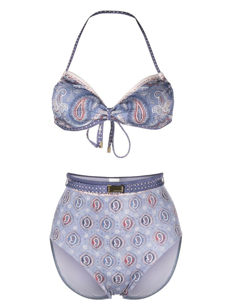 Blue Vitali Paisley Print Halterneck Bikini
