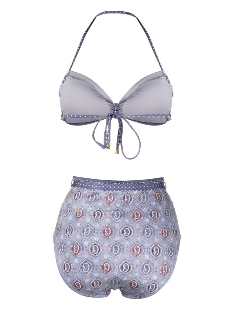 Blue Vitali Paisley Print Halterneck Bikini