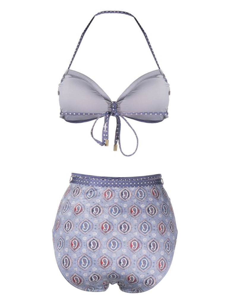 Blue Vitali Paisley Print Halterneck Bikini