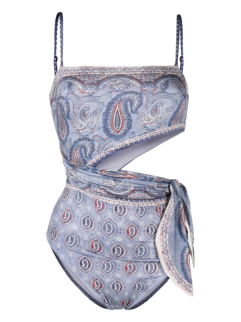 Blue  Vitali Placement Paisley Print Swimsuit
