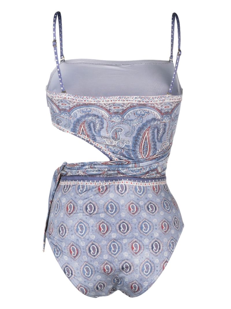 Blue  Vitali Placement Paisley Print Swimsuit
