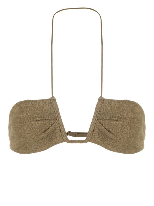 X Ziah Green Neal Halter Bikini Top