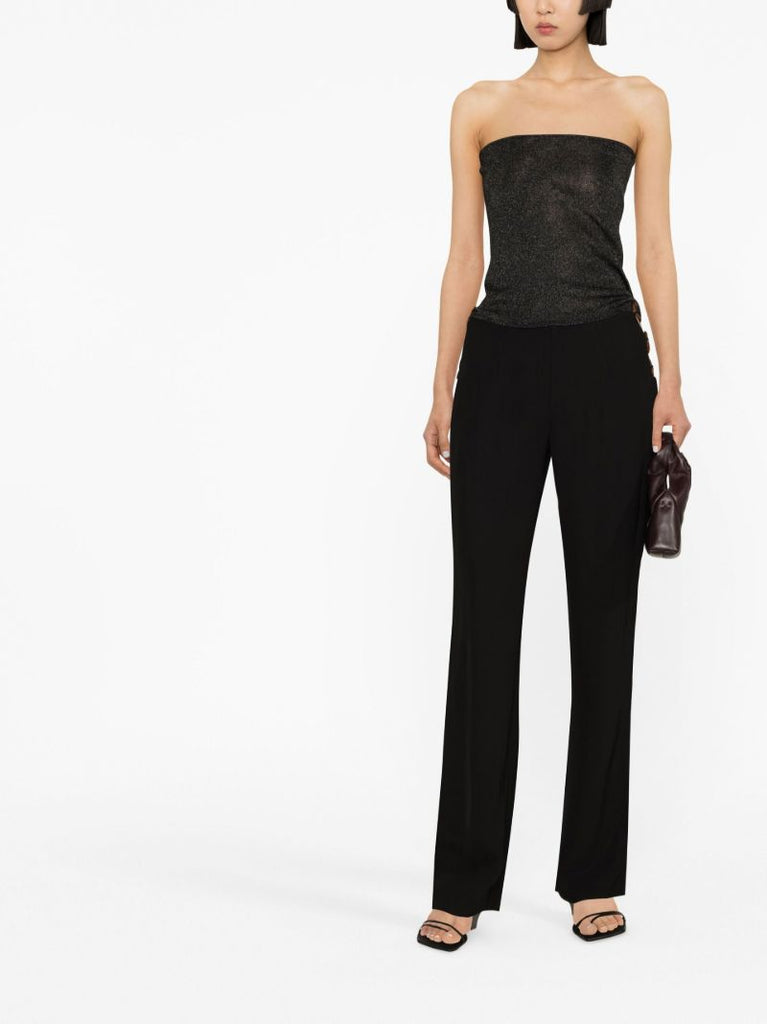 Black Embellished Straight-leg Trousers