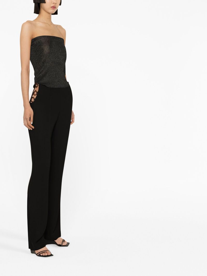 Black Embellished Straight-leg Trousers