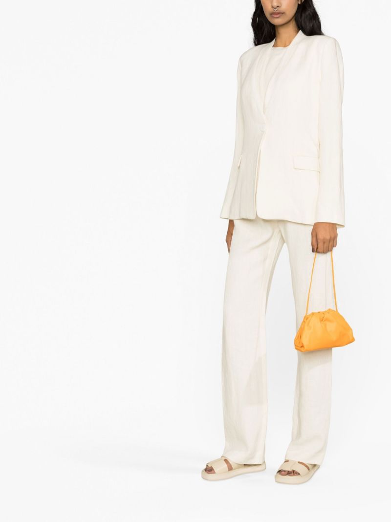 White Cut-out Linen Blazer