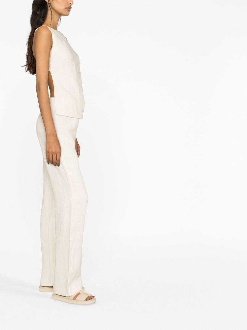 Neutral Straight-leg Linen Trousers