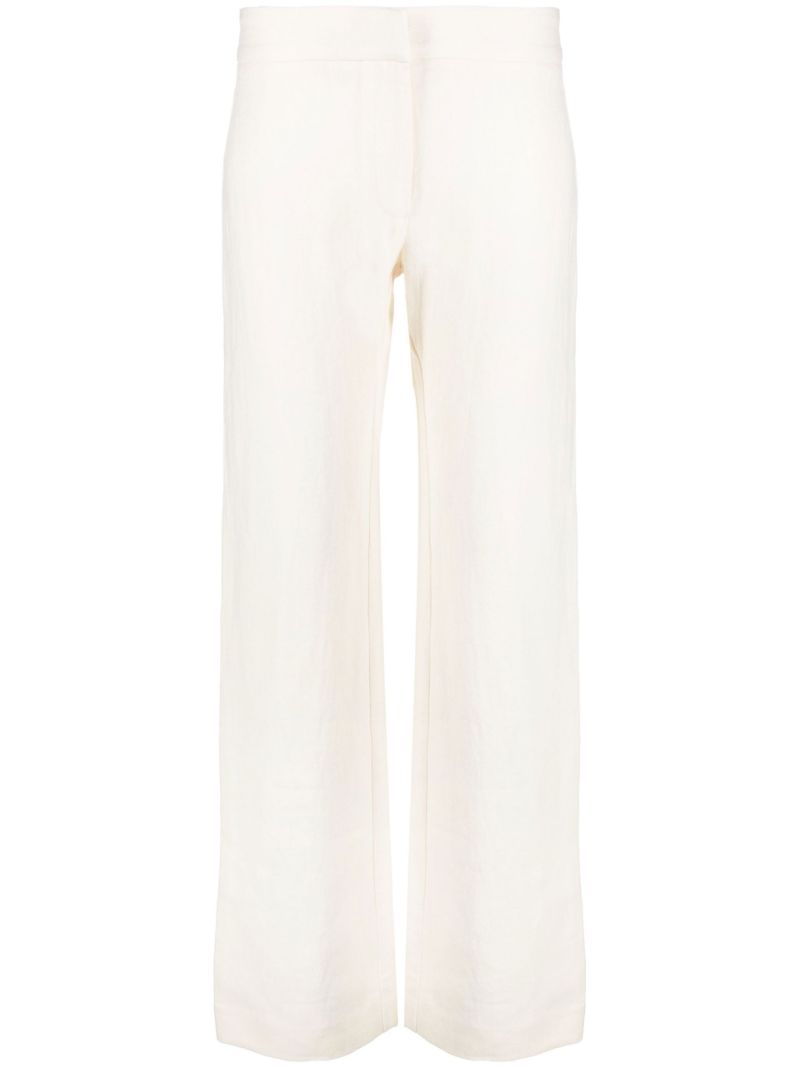 Neutral Straight-leg Linen Trousers